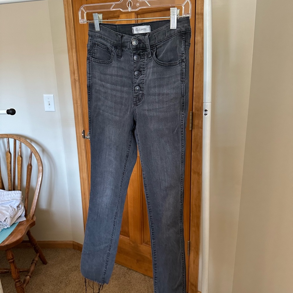Madewell High Rise Black Washed Button-fly Jeans